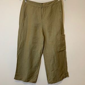 Eileen Fisher Petite | Green Linen Cropped Pants